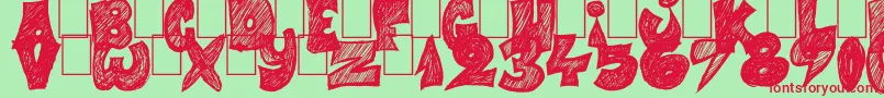フォントHalf Price 4 You – 赤い文字の緑の背景