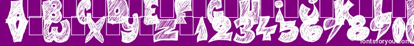 Half Price 4 You-Schriftart – Weiße Schriften auf violettem Hintergrund