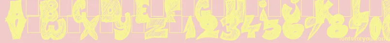 Half Price 4 You-Schriftart – Gelbe Schriften auf rosa Hintergrund