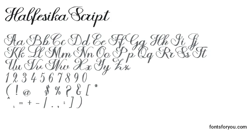 A fonte Halfesika Script – alfabeto, números, caracteres especiais
