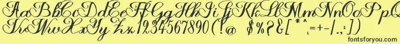 Fonte Halfesika Script – fontes pretas em um fundo amarelo