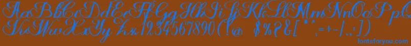 Halfesika Script Font – Blue Fonts on Brown Background