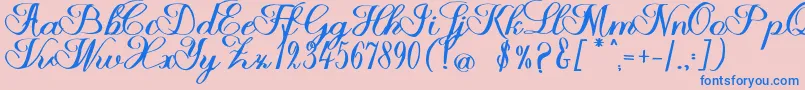 Police Halfesika Script – polices bleues sur fond rose