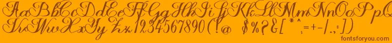 Halfesika Script-Schriftart – Braune Schriften auf orangefarbenem Hintergrund