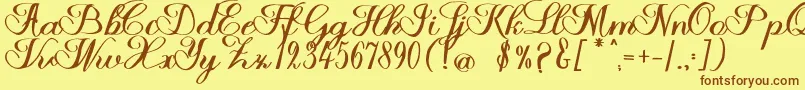 Halfesika Script-fontti – ruskeat fontit keltaisella taustalla