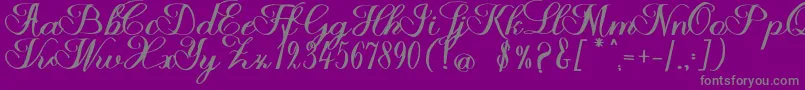 Halfesika Script-fontti – harmaat kirjasimet violetilla taustalla