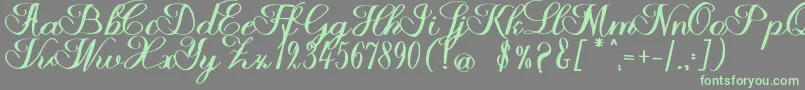 Fonte Halfesika Script – fontes verdes em um fundo cinza