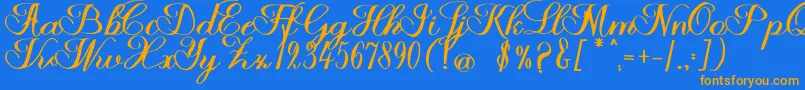 Police Halfesika Script – polices orange sur fond bleu