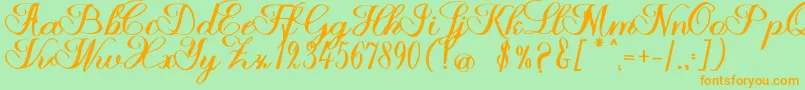 Fonte Halfesika Script – fontes laranjas em um fundo verde