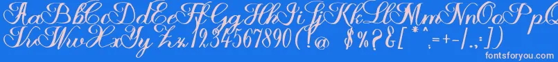 Halfesika Script Font – Pink Fonts on Blue Background