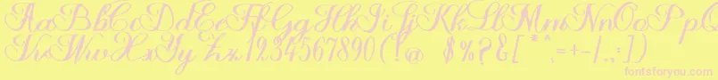 Police Halfesika Script – polices roses sur fond jaune