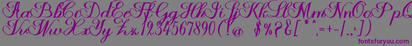 Fonte Halfesika Script – fontes roxas em um fundo cinza