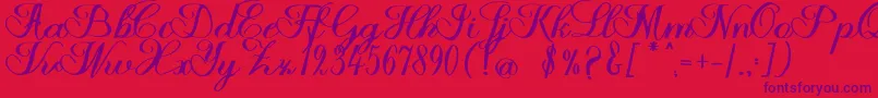 Fonte Halfesika Script – fontes roxas em um fundo vermelho