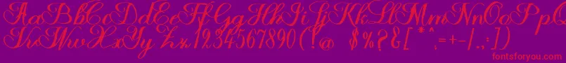 Halfesika Script Font – Red Fonts on Purple Background