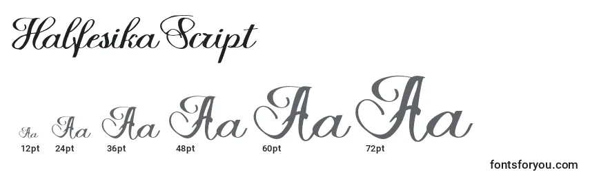 Размеры шрифта Halfesika Script
