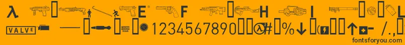 Weitere Informationen zur halflife2-Schriftart halflife2-Schriftart – Schwarze Schriften auf orangefarbenem Hintergrund