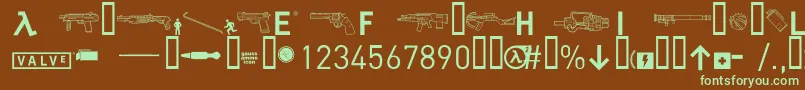 halflife2-fontti – vihreät fontit ruskealla taustalla