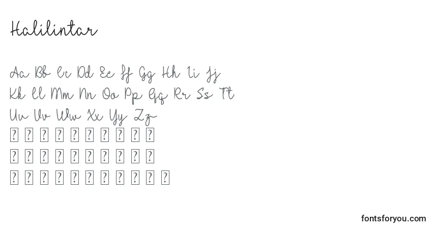 A fonte Halilintar – alfabeto, números, caracteres especiais