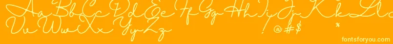 Halimun-Schriftart – Gelbe Schriften auf orangefarbenem Hintergrund