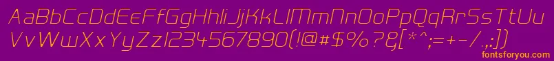 Hall Fetica Decompose Italic Font – Orange Fonts on Purple Background