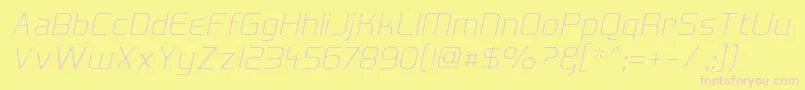 Hall Fetica Decompose Italic Font – Pink Fonts on Yellow Background