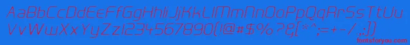 フォントHall Fetica Decompose Italic – 赤い文字の青い背景