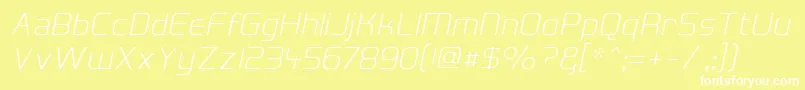 Hall Fetica Decompose Italic Font – White Fonts on Yellow Background