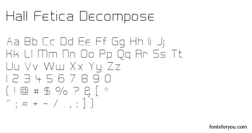 Schriftart Hall Fetica Decompose – Alphabet, Zahlen, spezielle Symbole