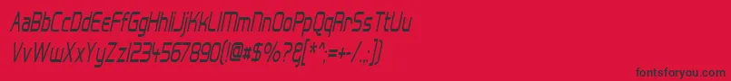 フォントHall Fetica Narrow Italic – 赤い背景に黒い文字