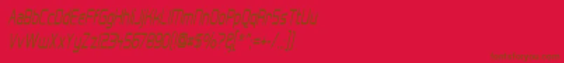 Czcionka Hall Fetica Narrow Italic – brązowe czcionki na czerwonym tle