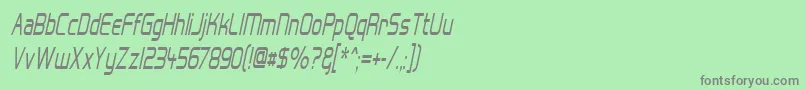 フォントHall Fetica Narrow Italic – 緑の背景に灰色の文字