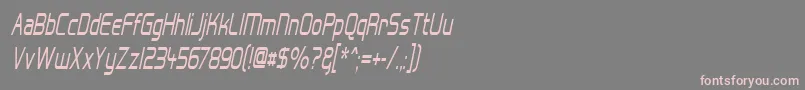 Czcionka Hall Fetica Narrow Italic – różowe czcionki na szarym tle