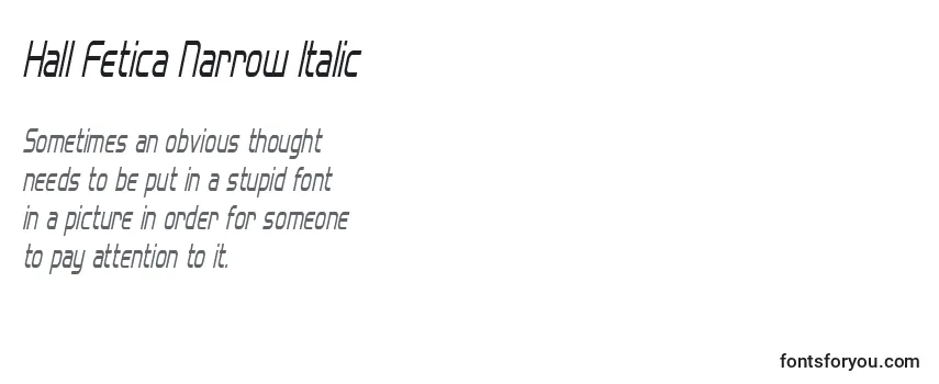 Schriftart Hall Fetica Narrow Italic