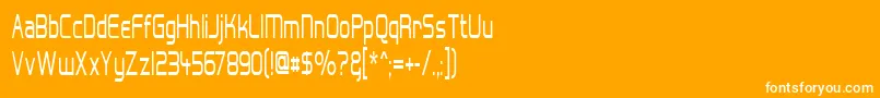 Hall Fetica Narrow-Schriftart – Weiße Schriften auf orangefarbenem Hintergrund