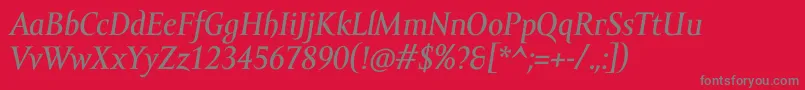 AmorSerifTextProItalic Font – Gray Fonts on Red Background