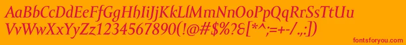 AmorSerifTextProItalic Font – Red Fonts on Orange Background