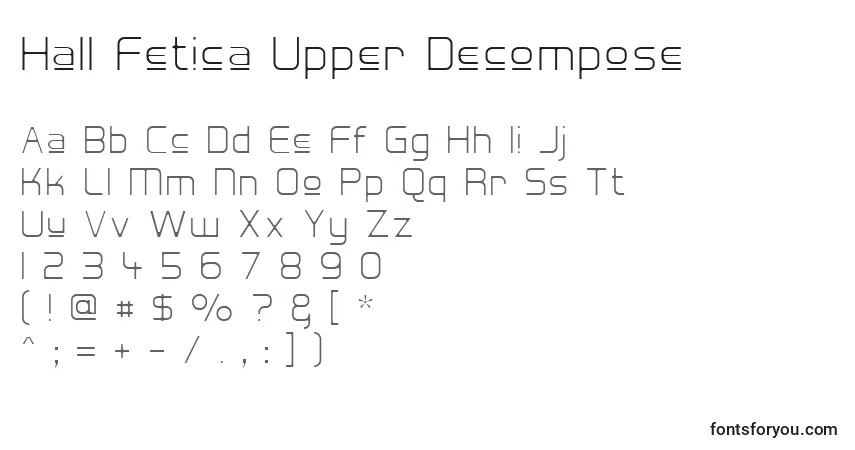 Schriftart Hall Fetica Upper Decompose – Alphabet, Zahlen, spezielle Symbole