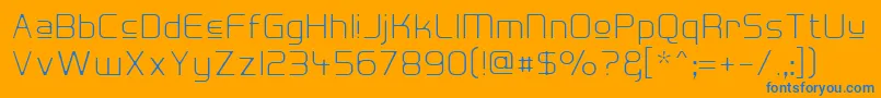 フォントHall Fetica Upper Decompose – オレンジの背景に青い文字