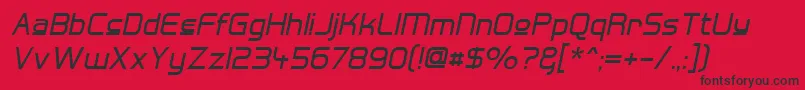 フォントHall Fetica Upper Italic – 赤い背景に黒い文字