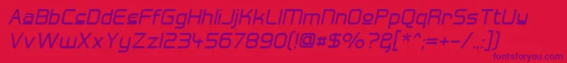 Hall Fetica Upper Italic-Schriftart – Violette Schriften auf rotem Hintergrund
