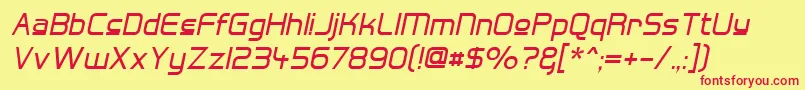 Hall Fetica Upper Italic Font – Red Fonts on Yellow Background
