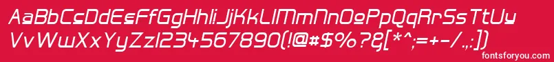 Czcionka Hall Fetica Upper Italic – białe czcionki na czerwonym tle