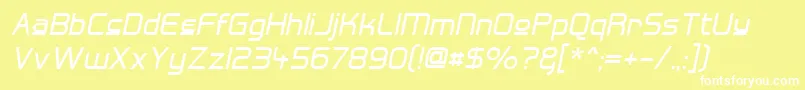 Hall Fetica Upper Italic Font – White Fonts on Yellow Background