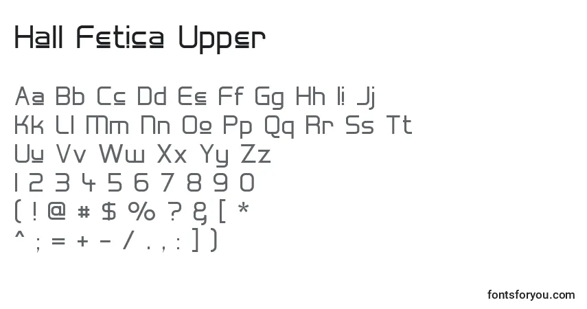 A fonte Hall Fetica Upper – alfabeto, números, caracteres especiais