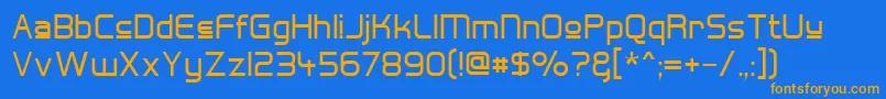 Hall Fetica Upper Font – Orange Fonts on Blue Background