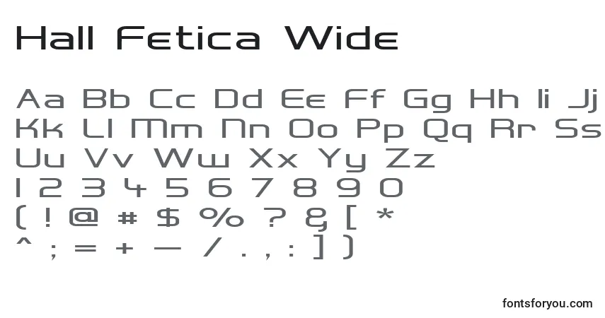 Schriftart Hall Fetica Wide – Alphabet, Zahlen, spezielle Symbole