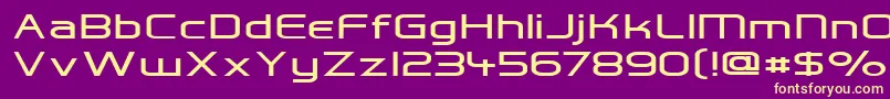 Hall Fetica Wide-Schriftart – Gelbe Schriften auf violettem Hintergrund