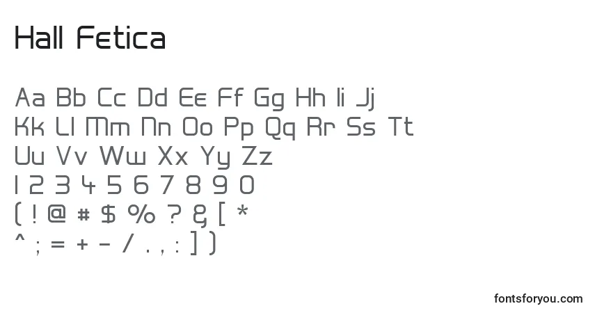 Schriftart Hall Fetica – Alphabet, Zahlen, spezielle Symbole