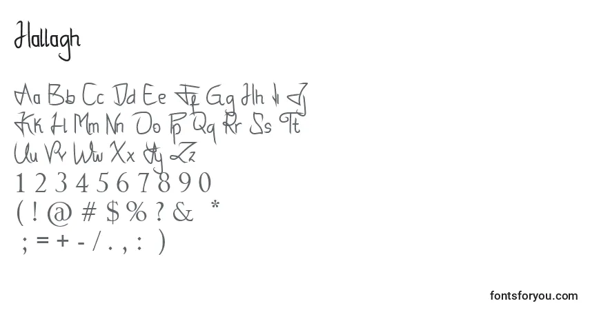 Czcionka Hallagh – alfabet, cyfry, specjalne znaki