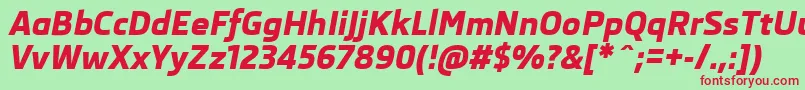 SkodaProExtraboldItalic Font – Red Fonts on Green Background